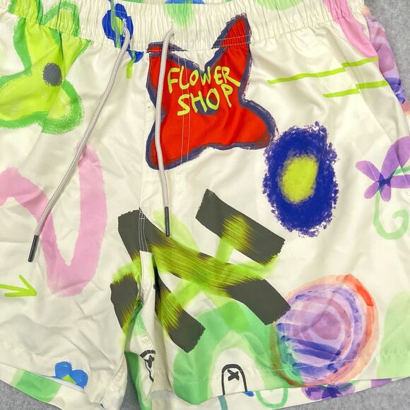 NEW OAS Flower Shop Swim Shorts Mens Size Large Floral Trunks Pockets Sweden - Picture 10 of 15
